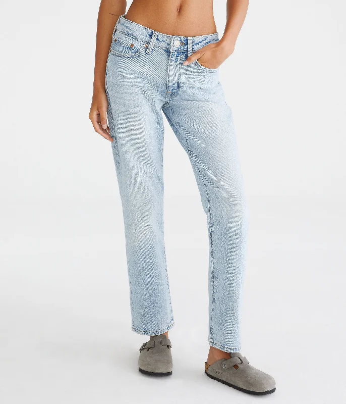 Women’s faux fur pants for luxurious style -Aeropostale Mid-Rise Straight Ankle Jean