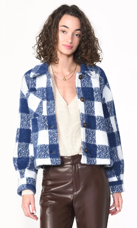 Women’s wool coats for winter elegance -Nate Large Check Cozy Cropped Jacket