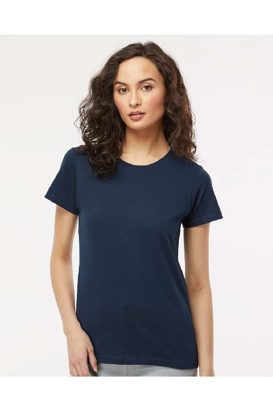 Women’s t-shirt dress tops for casual chic look -M&O Womens Gold Soft Touch Short Sleeve Crewneck T-Shirt - Deep Navy Blue