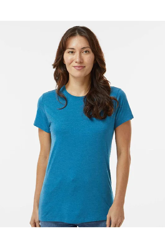 Women’s embellished tops for evening events -Kastlfel Womens Recycled Soft Short Sleeve Crewneck T-Shirt - Breaker Blue