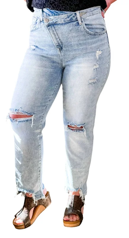 Women’s denim pants for versatile styling -Play It Cool High Rise Girlfriend Denim Jean In Light Wash