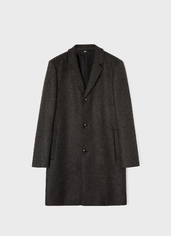 Women’s shearling jackets for winter warmth -Men's Wool Cashmere Overcoat in Charcoal Melange