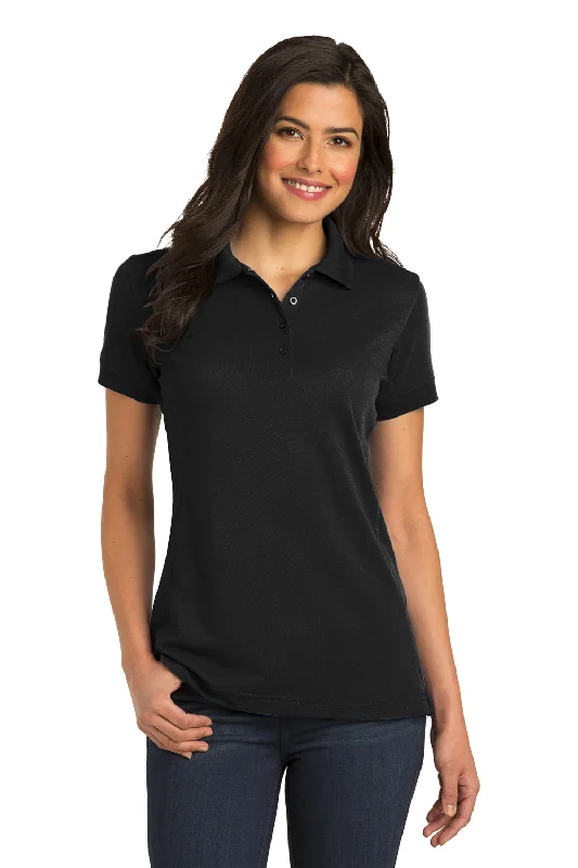 Women’s high-low tops for trendy silhouette -Port Authority Womens 5-in-1 Performance Moisture Wicking Short Sleeve Polo Shirt - Black - Closeout