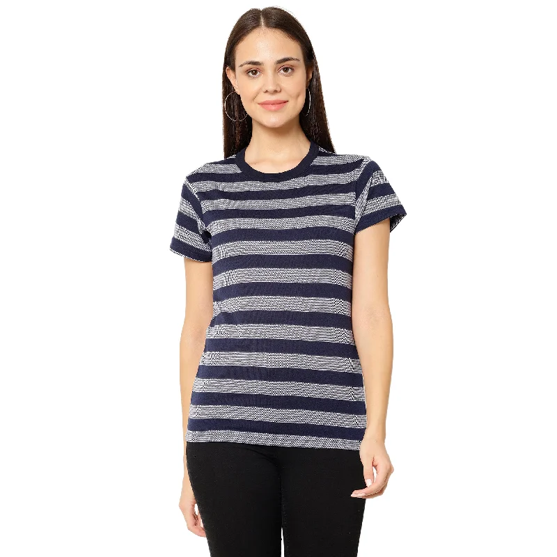 Women’s peplum tops for feminine silhouette -Vimal Jonney Dark Blue Color T-shirt For Women