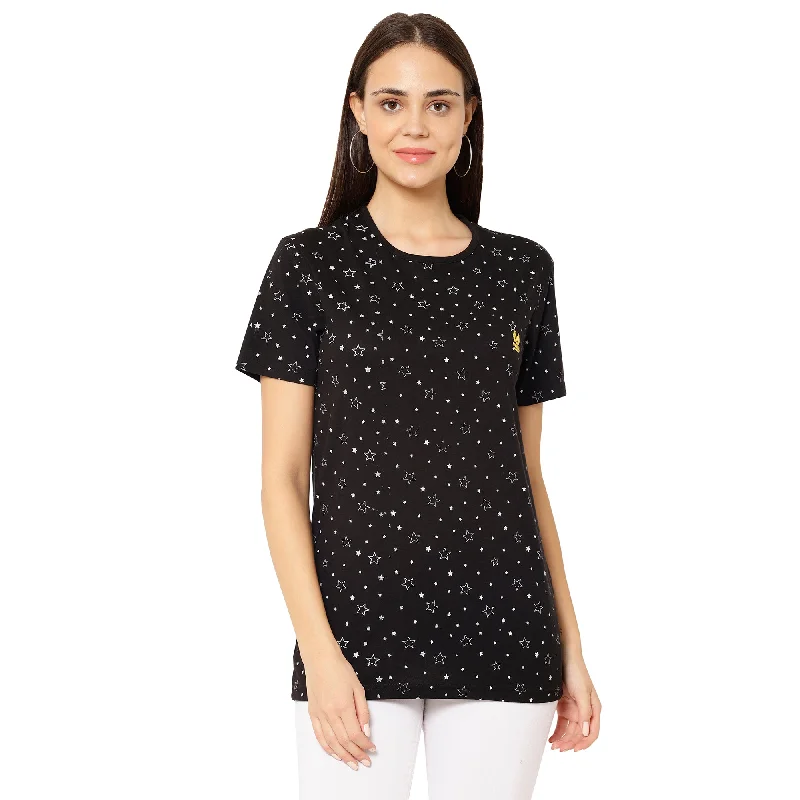 Women’s striped tops for nautical-inspired fashion -Vimal Jonney Black Color T-shirt For Women