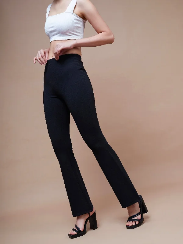 Women’s dressy pants for formal occasions -Women Black Bell Bottom 4-Way Stretch Pants