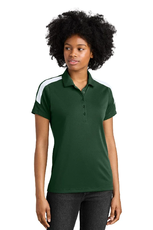 Women’s pleated tops for textured elegance -Sport-Tek Womens Moisture Wicking Competitor United Short Sleeve Polo Shirt - Forest Green/White - New