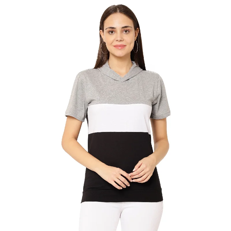 Women’s asymmetrical tops for unique style -Vimal Jonney Grey Color T-shirt For Women