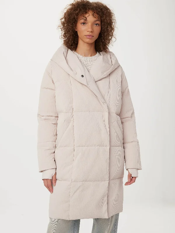 Women’s casual zip-up jackets for everyday wear -The Ribbed Hygge Puffer Coat in Grey Morn