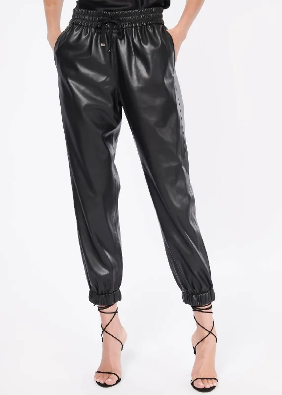 Women’s lounge sweatpants for casual style -Dalton Vegan Leather Pant In Black