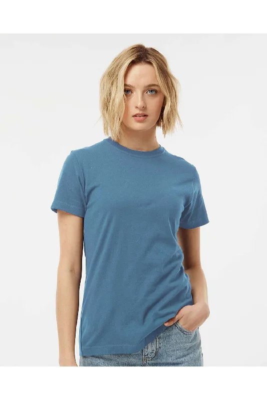 Women’s cold-shoulder tops for trendy vibes -Tultex Womens Fine Jersey Classic Fit Short Sleeve Crewneck T-Shirt - Slate Blue