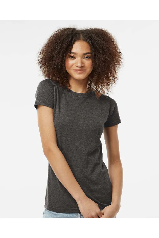 Women’s peplum tops for feminine silhouette -Tultex Womens Poly-Rich Short Sleeve Crewneck T-Shirt - Heather Graphite Grey