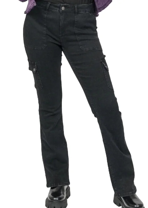 Women’s leather-look pants for edgy vibe -Cargo Pant In Black