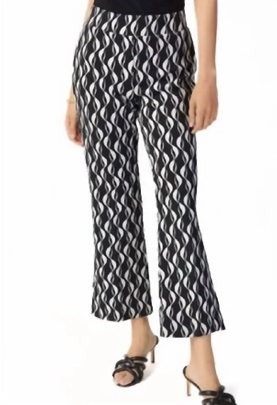 Women’s denim joggers for comfortable style -Geometric Print In Black