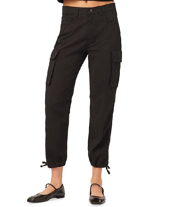 Women’s lounge sweatpants for casual style -DL1961 Women Gwen Jogger: Cargo Side Pockets Black (Twill) Pants