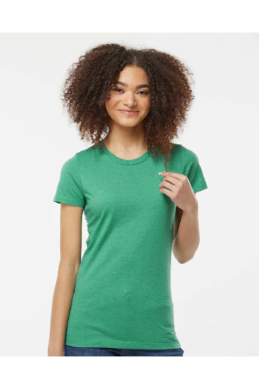 Women’s linen tops for lightweight summer style -Tultex Womens Premium Short Sleeve Crewneck T-Shirt - Heather Kelly Green