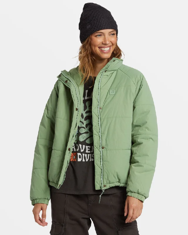 Women’s vintage jackets for retro fashion -Billabong High Route Puffer Jacket-Salty Sage