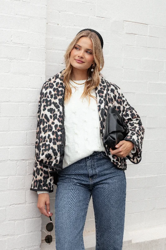 Women’s cargo jackets for utilitarian style -Marcos Leopard Print Quilted Jacket - Leopard