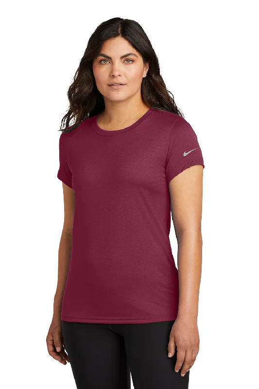 Women’s velvet crop tops for glamorous look -Nike Womens rLegend Dri-Fit Moisture Wicking Short Sleeve Crewneck T-Shirt - Team Maroon