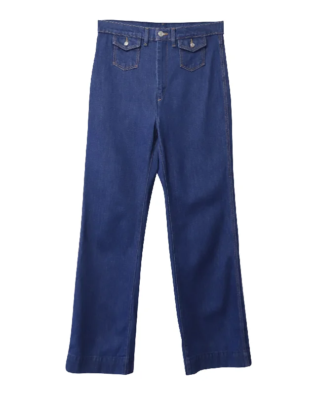 Women’s snow pants for winter activities -Re/done Straight Leg Denim Jeans in Blue Cotton