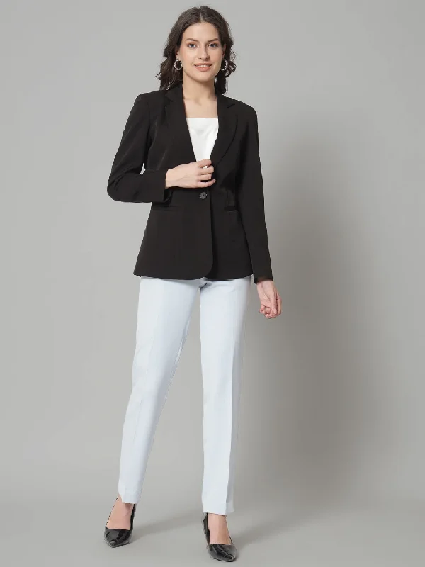 Women’s sleeveless jackets for summer layering -Stretch Notch collar blazer-Black marina