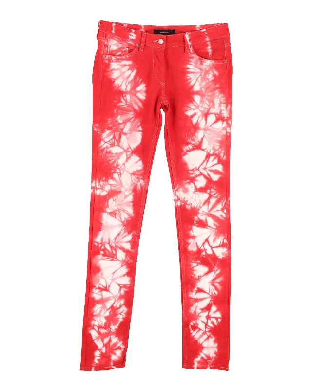 Women’s straight-leg pants for classic style -Isabel Marant Tie-Dye Jeans in Red Cotton