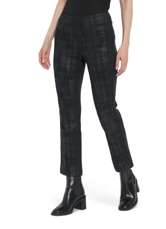 Women’s bootcut pants for classic look -Ankle Foil Denim Baby Boot Pant In Brushed Plaid Foil