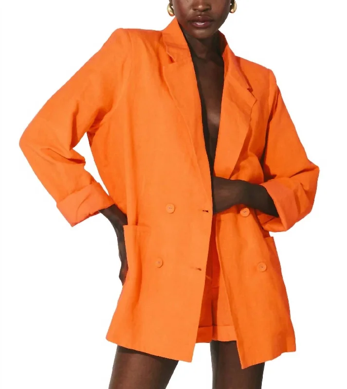 Women’s short leather jackets for a sleek fit -Prescott Jacket In Tigerlily Orange