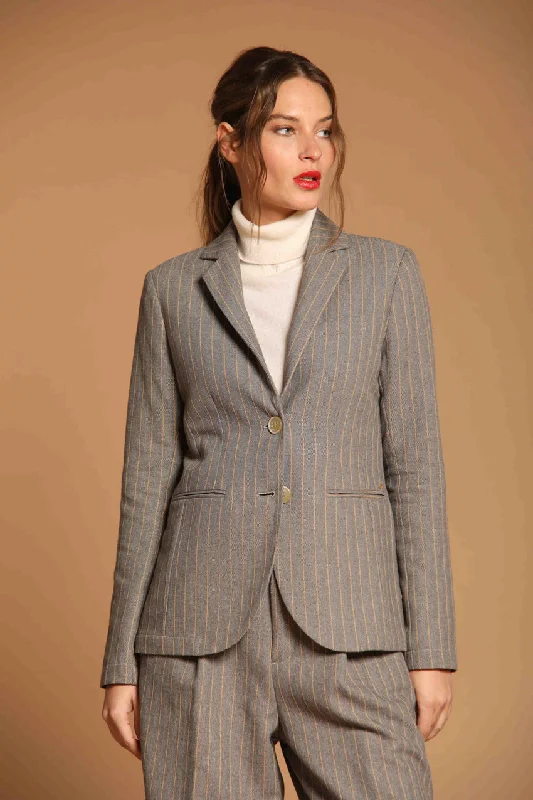 Women’s elegant jackets for evening wear -Helena blazer donna in cotone con fantasia a righe lurex