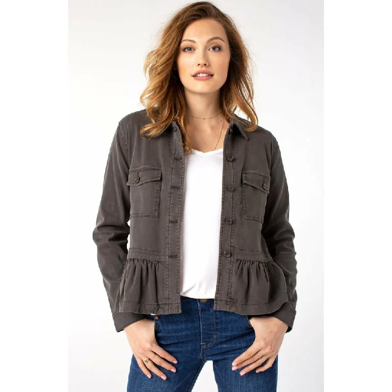 Women’s formal blazers for professional look -Cargo Jacket With Peplum Hem