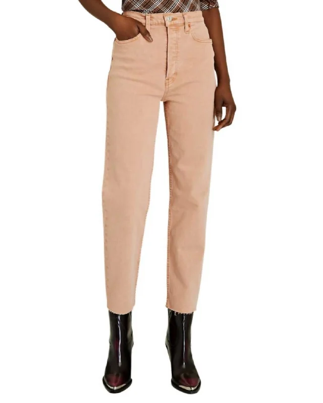 Women’s business pants for office wear -70's High Rise Stove Pipe Jeans In Washed Khaki