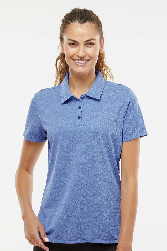 Women’s bell sleeve tops for vintage charm -Adidas Womens Heathered Short Sleeve Polo Shirt - Collegiate Royal Blue Melange