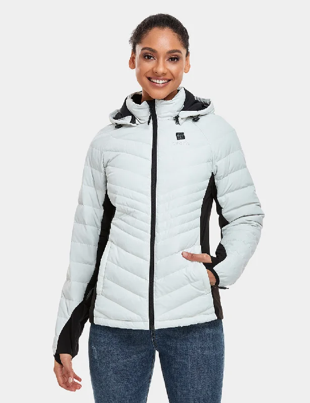 Women’s utility jackets for functional fashion -Women's Heated Down Jacket - White/Black