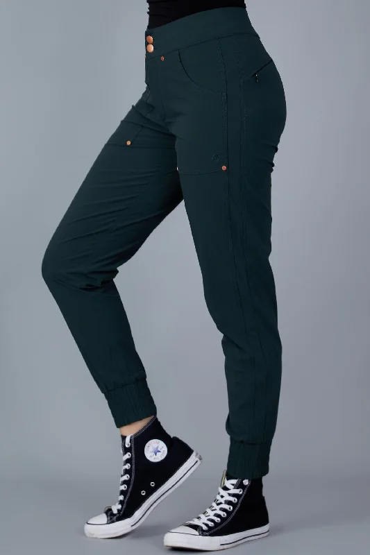 Women’s tapered trousers for modern fit -Casual Stroll Pants - Forest Green