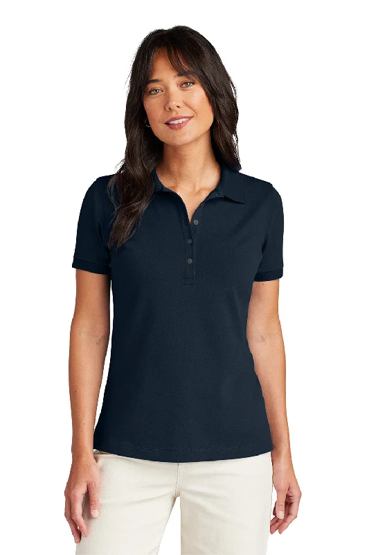 Women’s embroidered tops for detailed elegance -Brooks Brothers Womens Short Sleeve Polo Shirt - Navy Blue Blazer - New