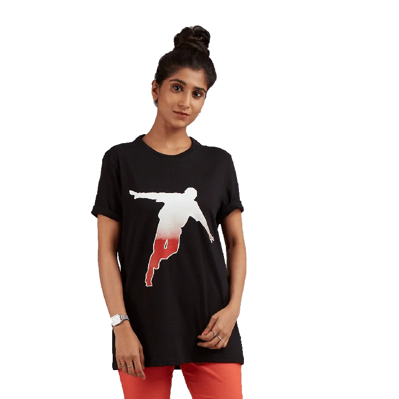 Women’s beaded tops for evening glamour -djbravo47 Women’s Black - White/Red Celebration T-shirt