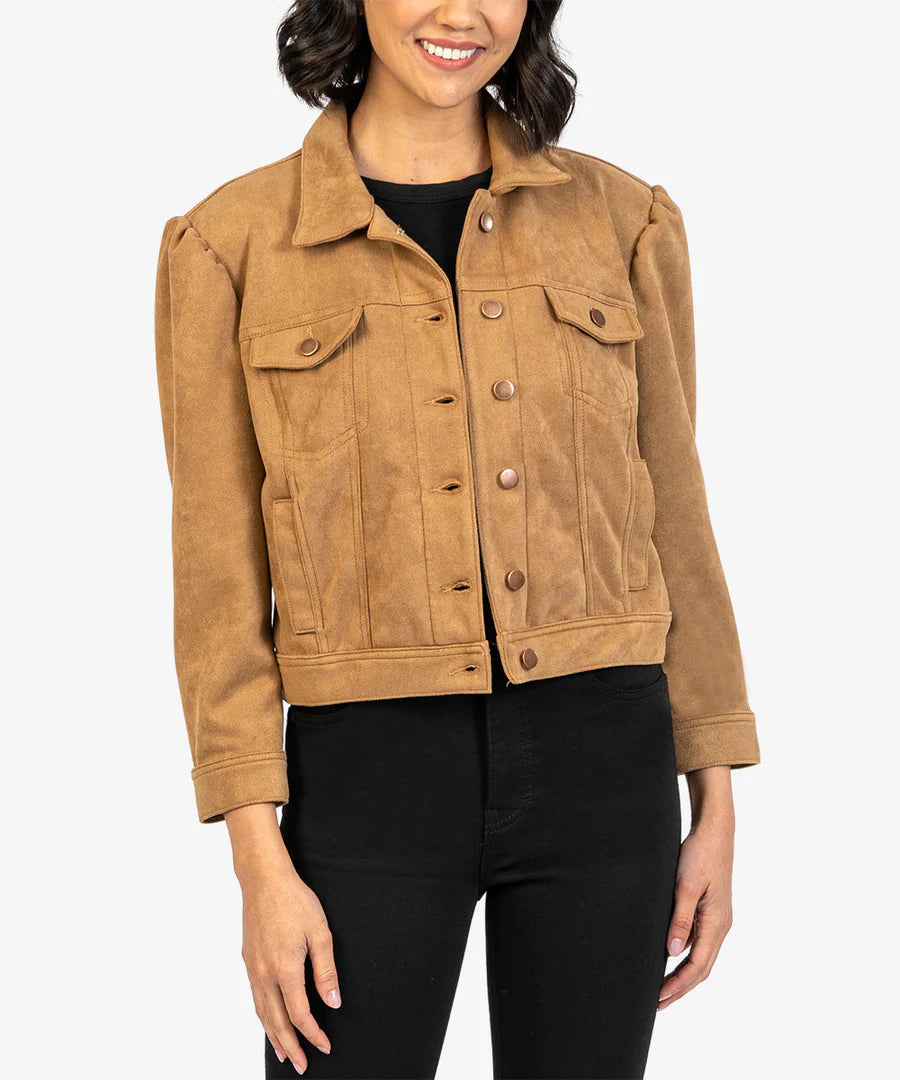 Women’s faux fur jackets for cruelty-free warmth -Chantria Faux Suede Crop Jacket