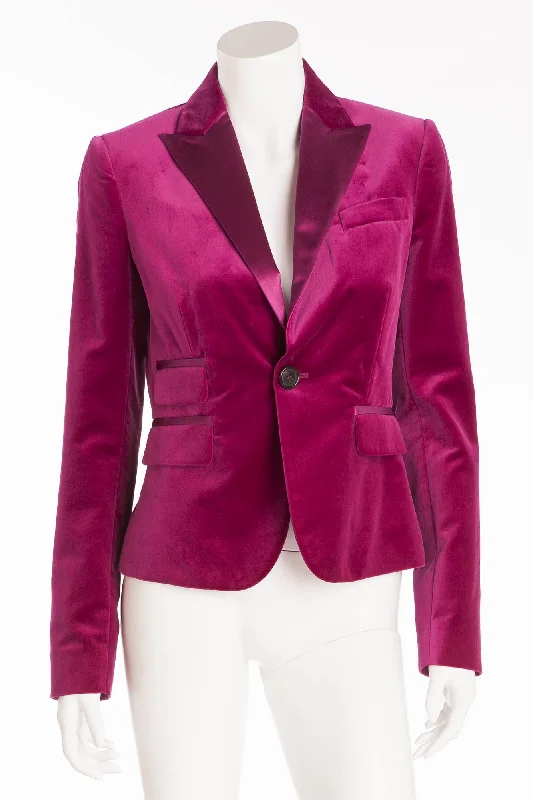 Women’s casual zip-up jackets for everyday wear -Dsquared2 - Editorial, Fuchsia Velvet Jacket - IT 44