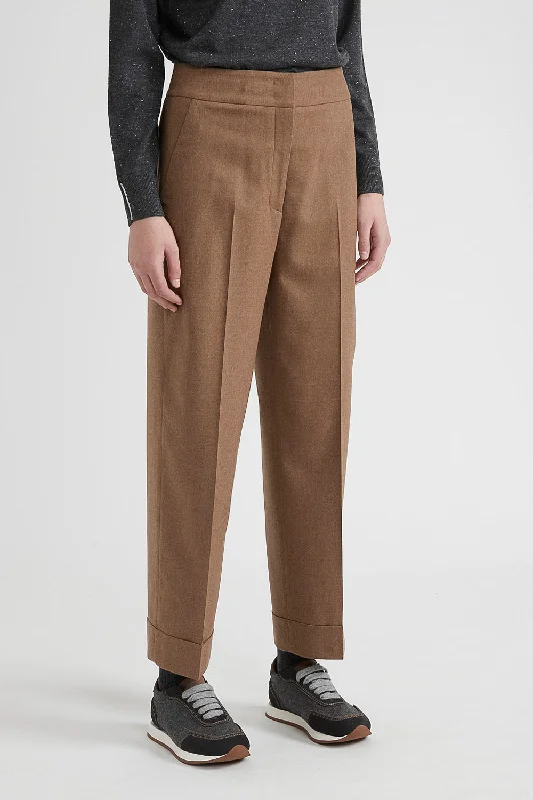 Women’s palazzo pants for flowy fit -Wool and cashmere carrot trousers