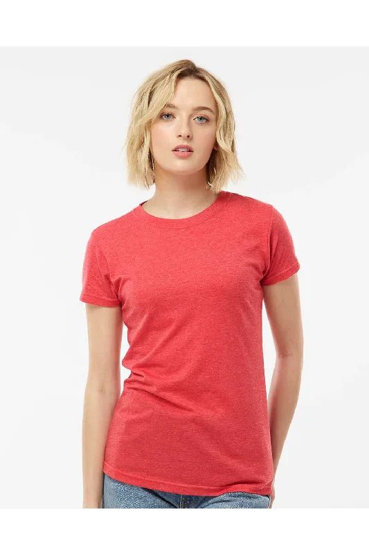 Women’s long-sleeve tops for cooler weather -Tultex Womens Poly-Rich Short Sleeve Crewneck T-Shirt - Heather Red - Closeout