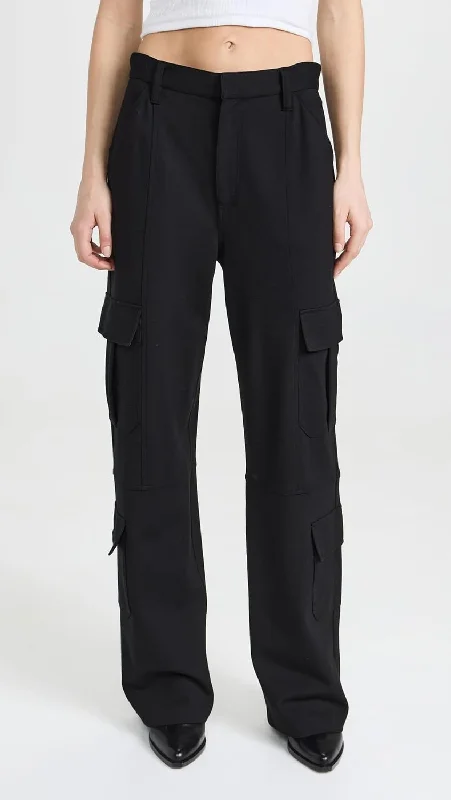 Women’s velvet leggings for chic outfits -rag & bone Womens Irina Full Length Jersey Cargo Pants Black