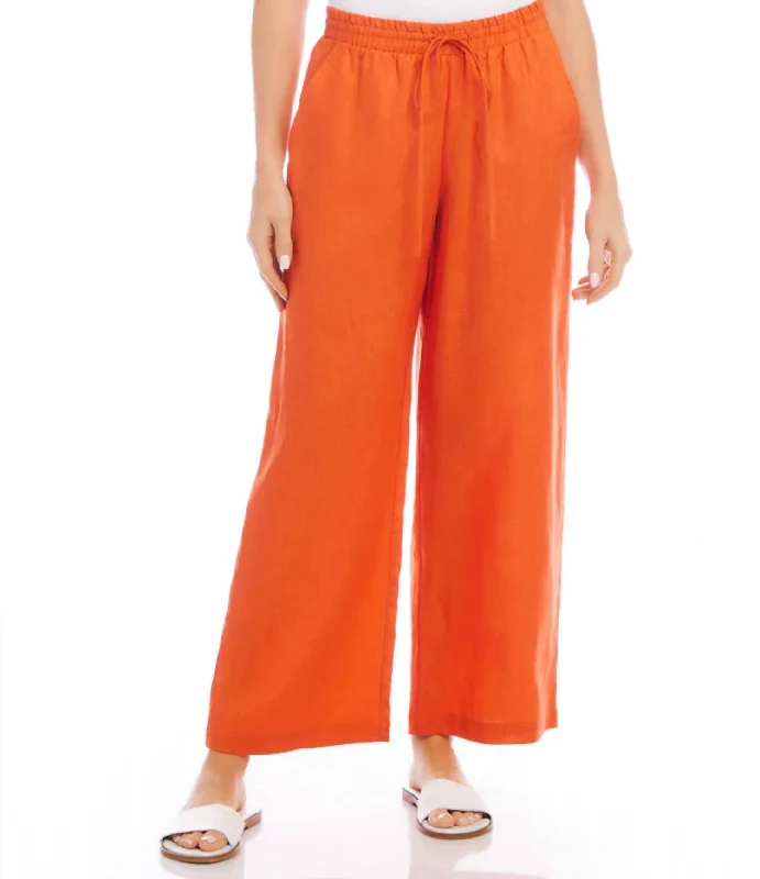 Women’s patterned leggings for eye-catching outfits -Drawstring Wide Leg Pants In Orange