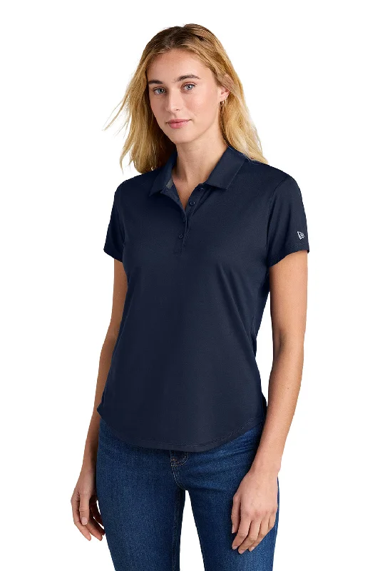 Women’s cardigan tops for layering in fall -New Era Womens Power Moisture Wicking Short Sleeve Polo Shirt - True Navy Blue - New