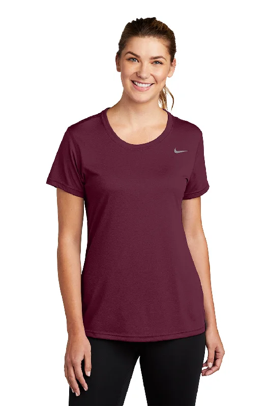 Women’s turtleneck tops for winter fashion -Nike Womens Team rLegend Dri-Fit Moisture Wicking Short Sleeve Crewneck T-Shirt - Deep Maroon