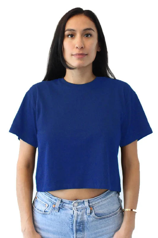 Women’s leather tops for edgy chic style -Next Level Womens Ideal Crop Short Sleeve Crewneck T-Shirt - Royal Blue