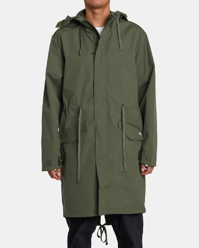 Women’s military-style jackets for bold looks -Fishtail Raincoat - Cactus