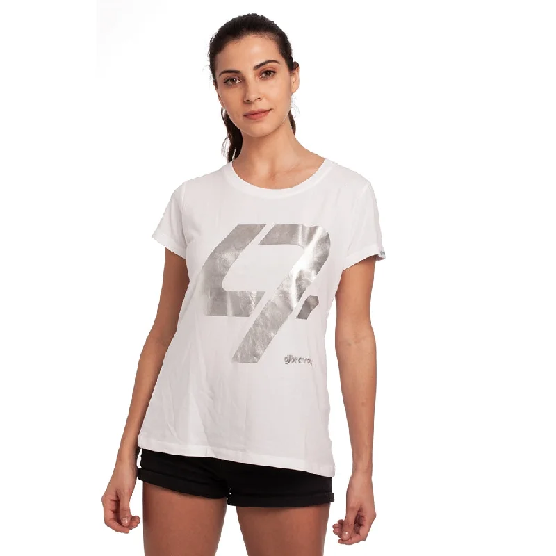 Women’s printed blouse tops for fun outfits -djbravo47 Women's White - 47 Silver Foiled T-shirt