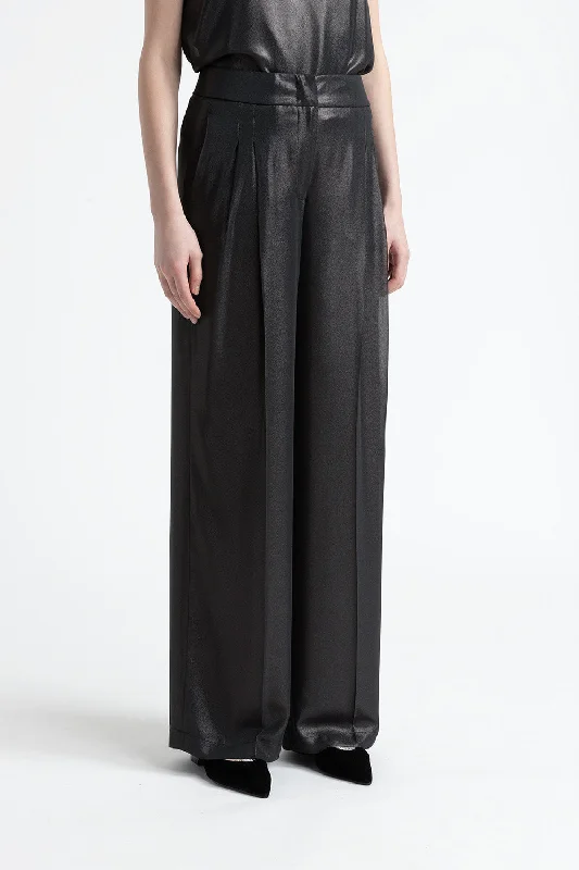 Women’s casual pants for everyday wear -Laminated georgette palazzo trousers