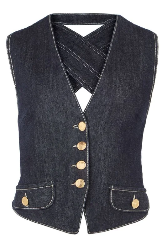 Women’s short jackets for trendy outfits -Jerry Denim Waistcoat