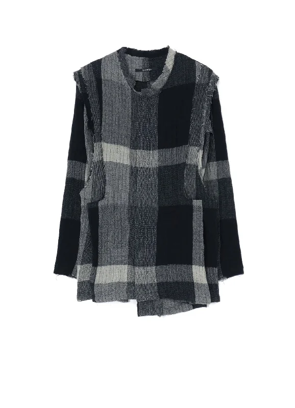 Women’s stylish fall jackets for layering in autumn -LAYERED PLAID PATTERN JACKET